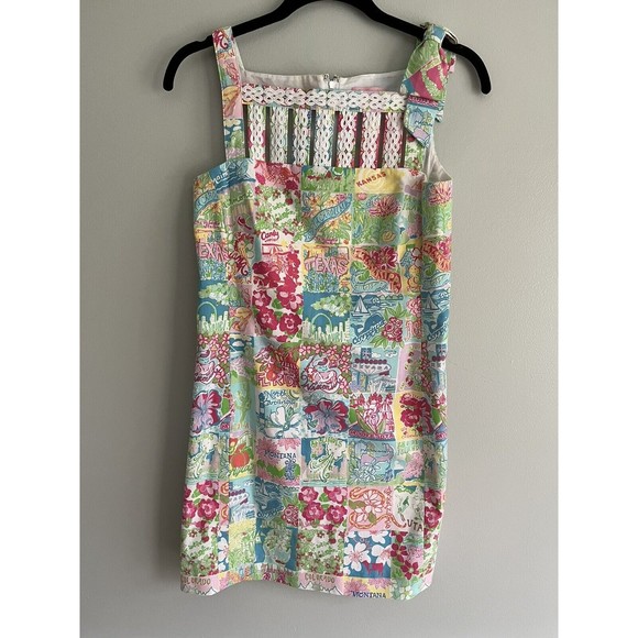 Lilly Pulitzer State Of Mind Ricci Shift Dress Patchwork Women’s Size 0 - Picture 2 of 13